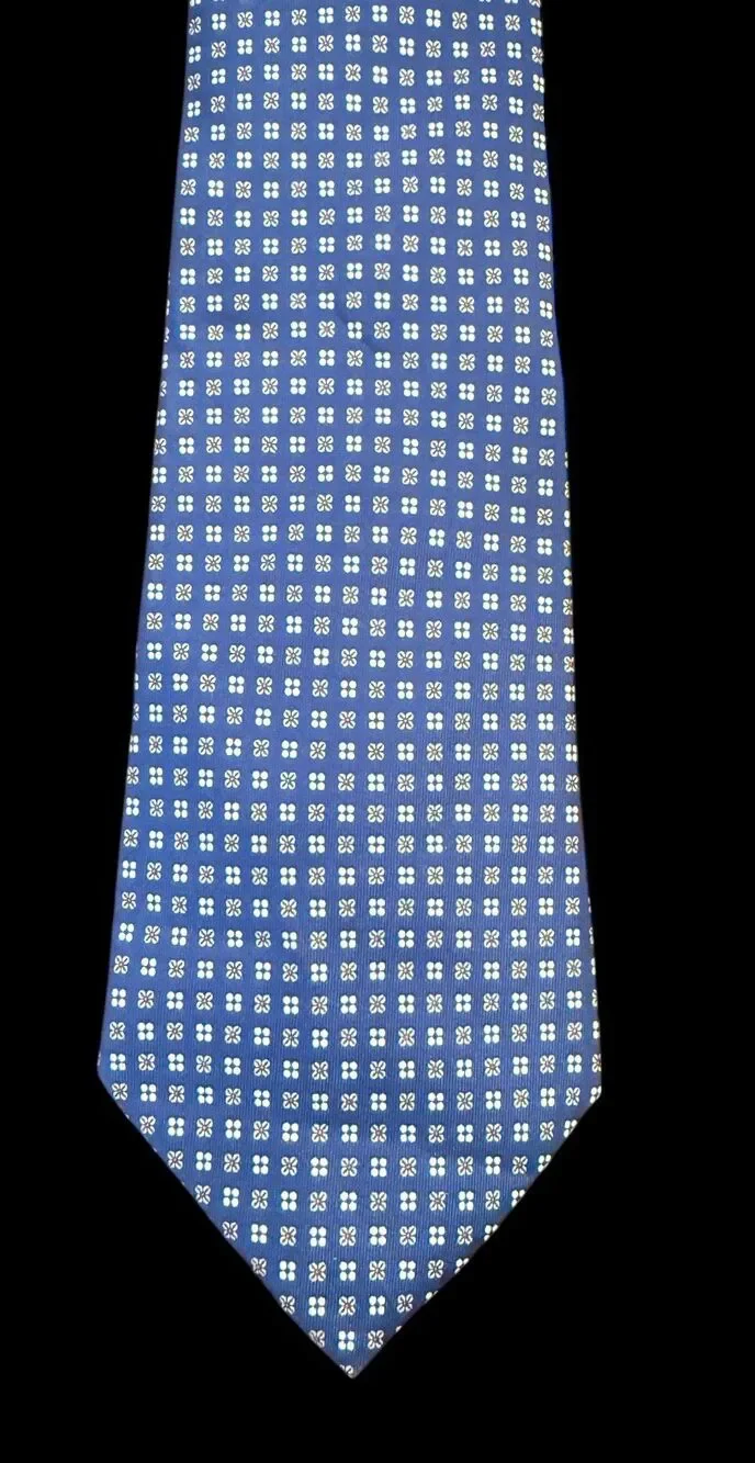 Thomas Pink 100% Silk Tie Italy Blue All Over Patterned